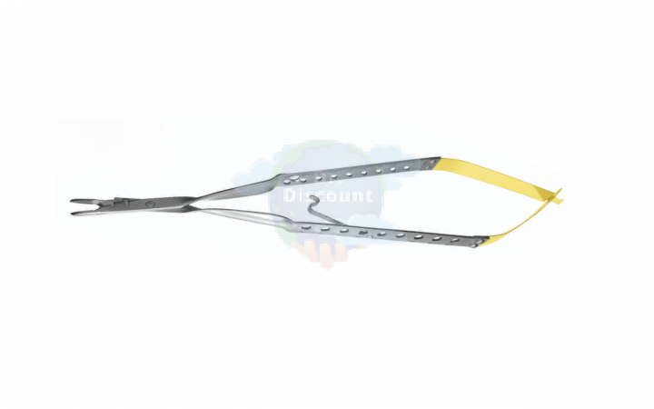 Иглодержатель с режущими кромками, Castroviejo Micro TC, изогнутый, 15,7 см